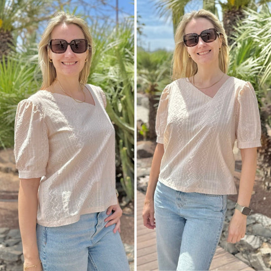 CELINE – Blusenshirt mit V-Ausschnitt & 3 Ärmeln | Schnittmuster Gr. 34–48 (PDF)