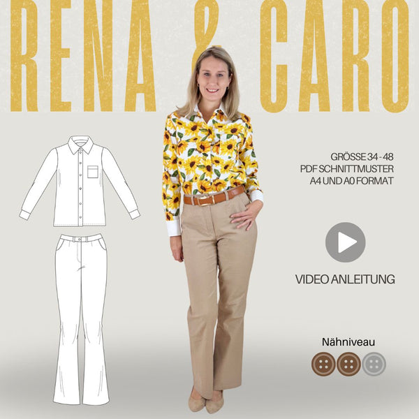 Schnittmuster Hemdbluse RENA & Hose CARO | Gr. 34-48 (PDF)