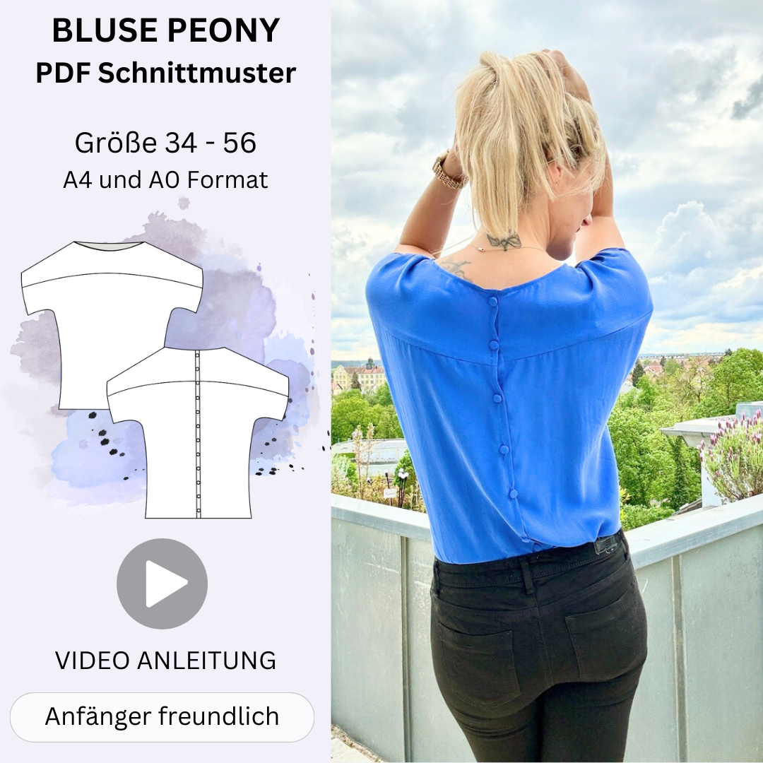 PEONY - Bluse mit Knopfleiste im Rücken - Gr. 34-56