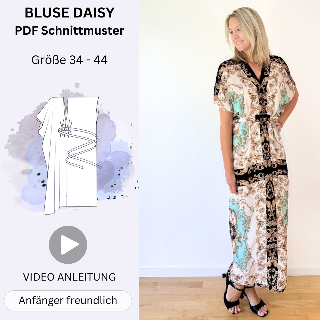 Nähanleitung HOLLY - Kleid im Kaftanlook mit Bindeband | Gr. 34-44 (PDF)