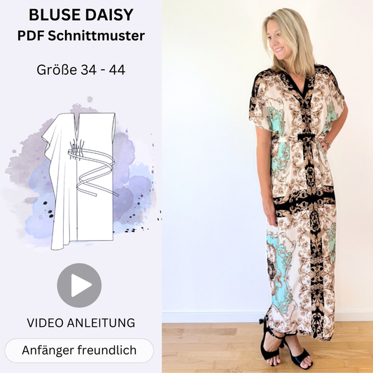 Nähanleitung HOLLY - Kleid im Kaftanlook mit Bindeband | Gr. 34-44 (PDF)
