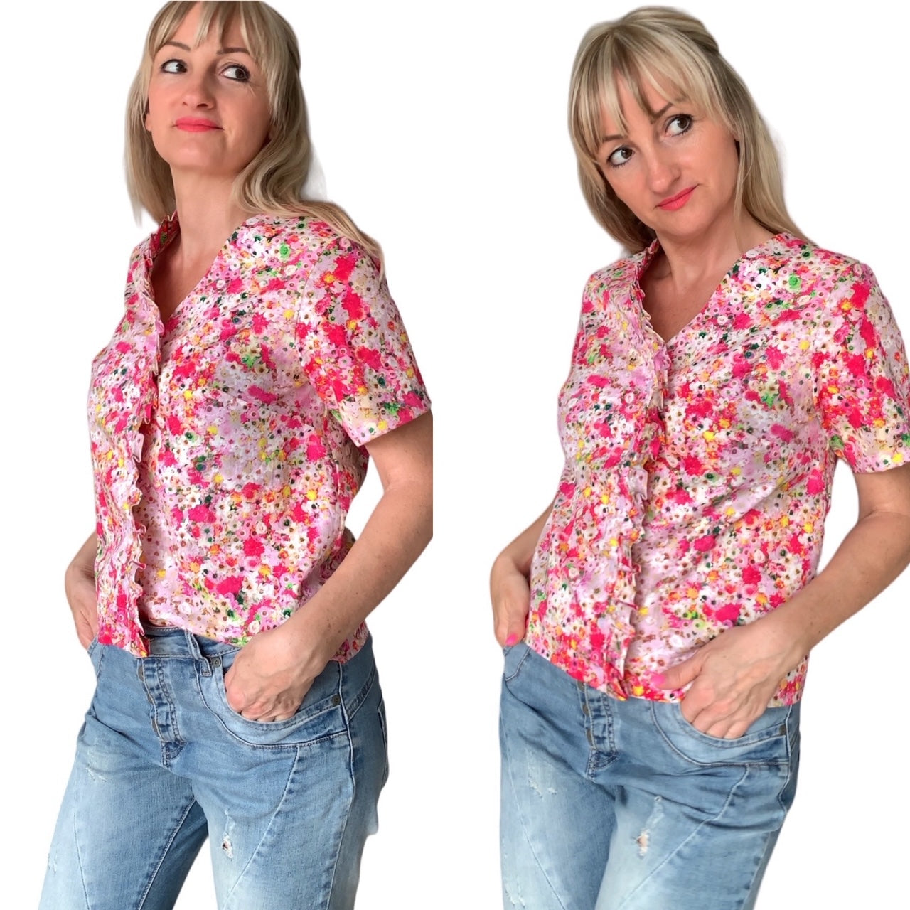 DAISY - Bluse mit Rüsche am Ausschnitt - Gr. 32-50