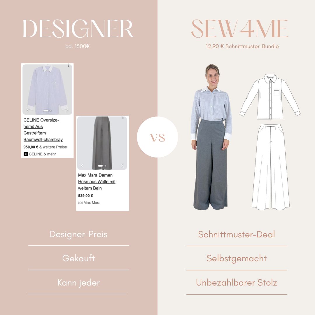 PDF-Schnittmuster Outfit-Bundle: Hemdbluse RENA & Palazzohose HEIDI (Gr. 34-48)