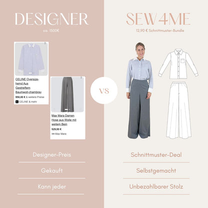 PDF-Schnittmuster Outfit-Bundle: Hemdbluse RENA & Palazzohose HEIDI (Gr. 34-48)