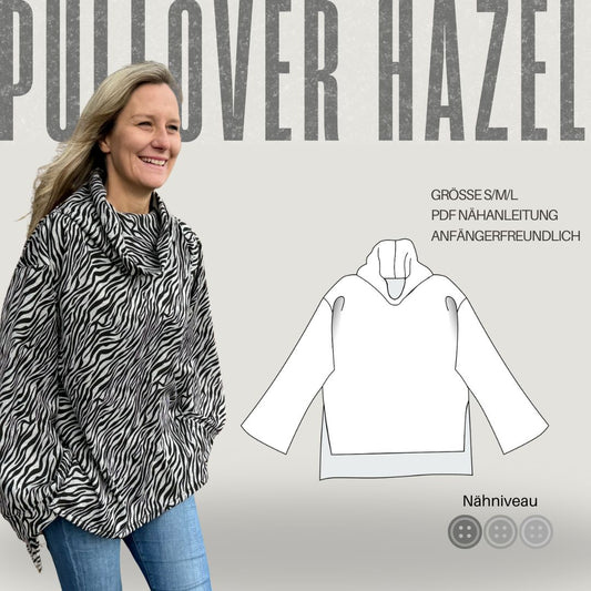 Nähanleitung HAZEL - Kuschel Pullover mit Schalkragen | Gr. 34-44 (PDF)
