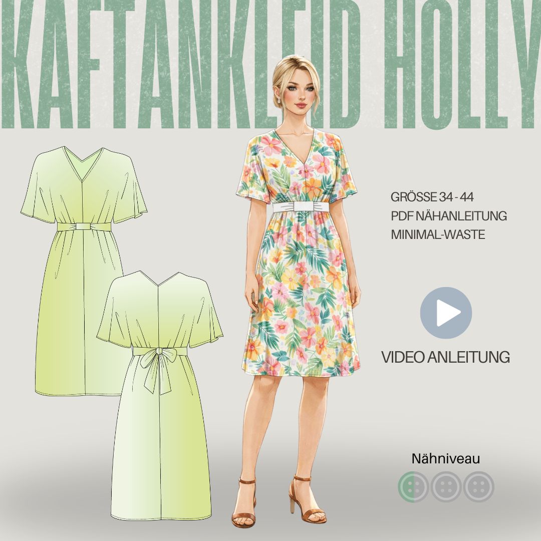 Nähanleitung HOLLY - Kleid im Kaftanlook mit Bindeband | Gr. 34-44 (PDF)