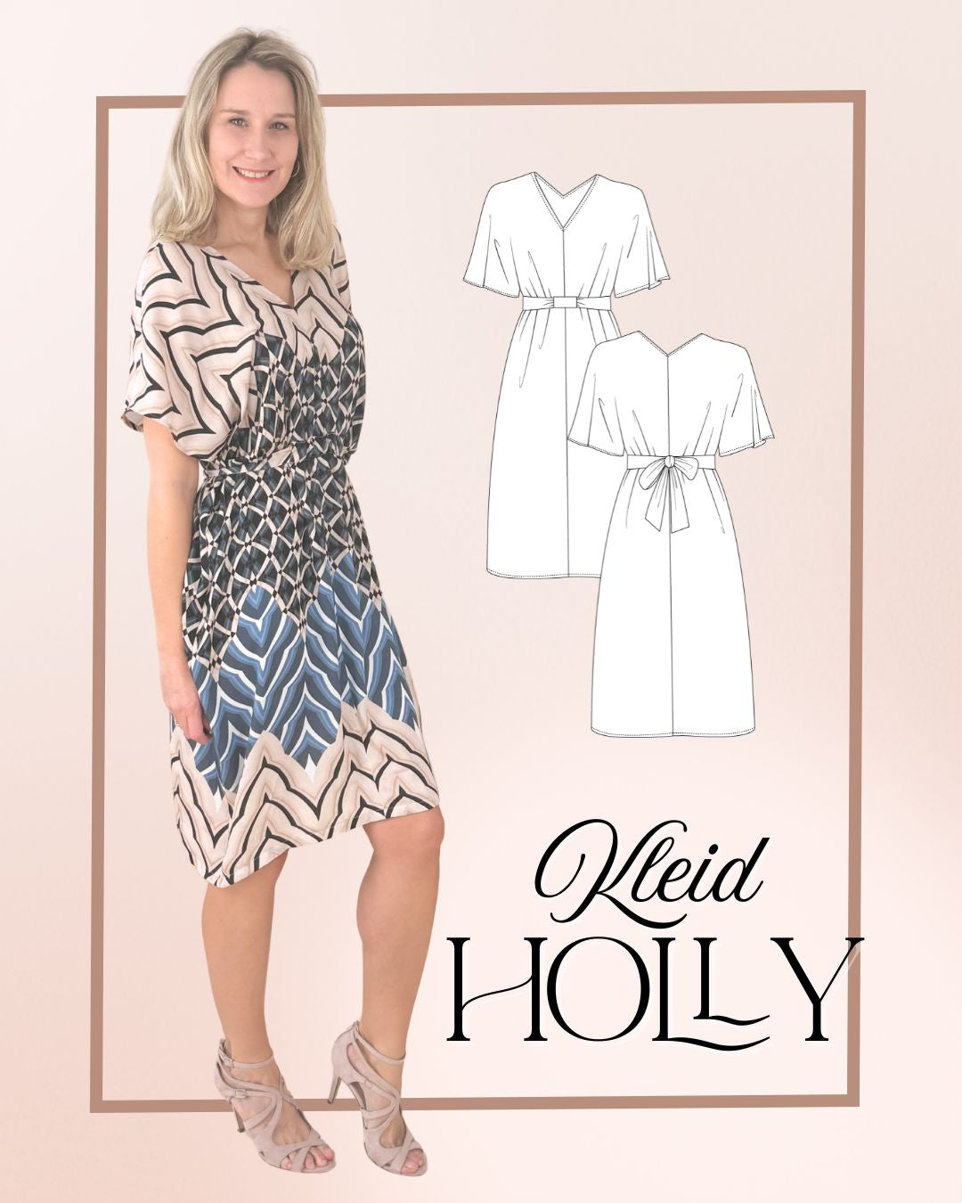 Nähanleitung HOLLY - Kleid im Kaftanlook mit Bindeband | Gr. 34-44 (PDF)