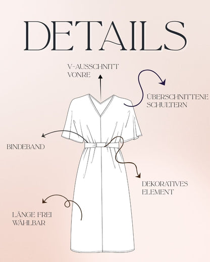Nähanleitung HOLLY - Kleid im Kaftanlook mit Bindeband | Gr. 34-44 (PDF)