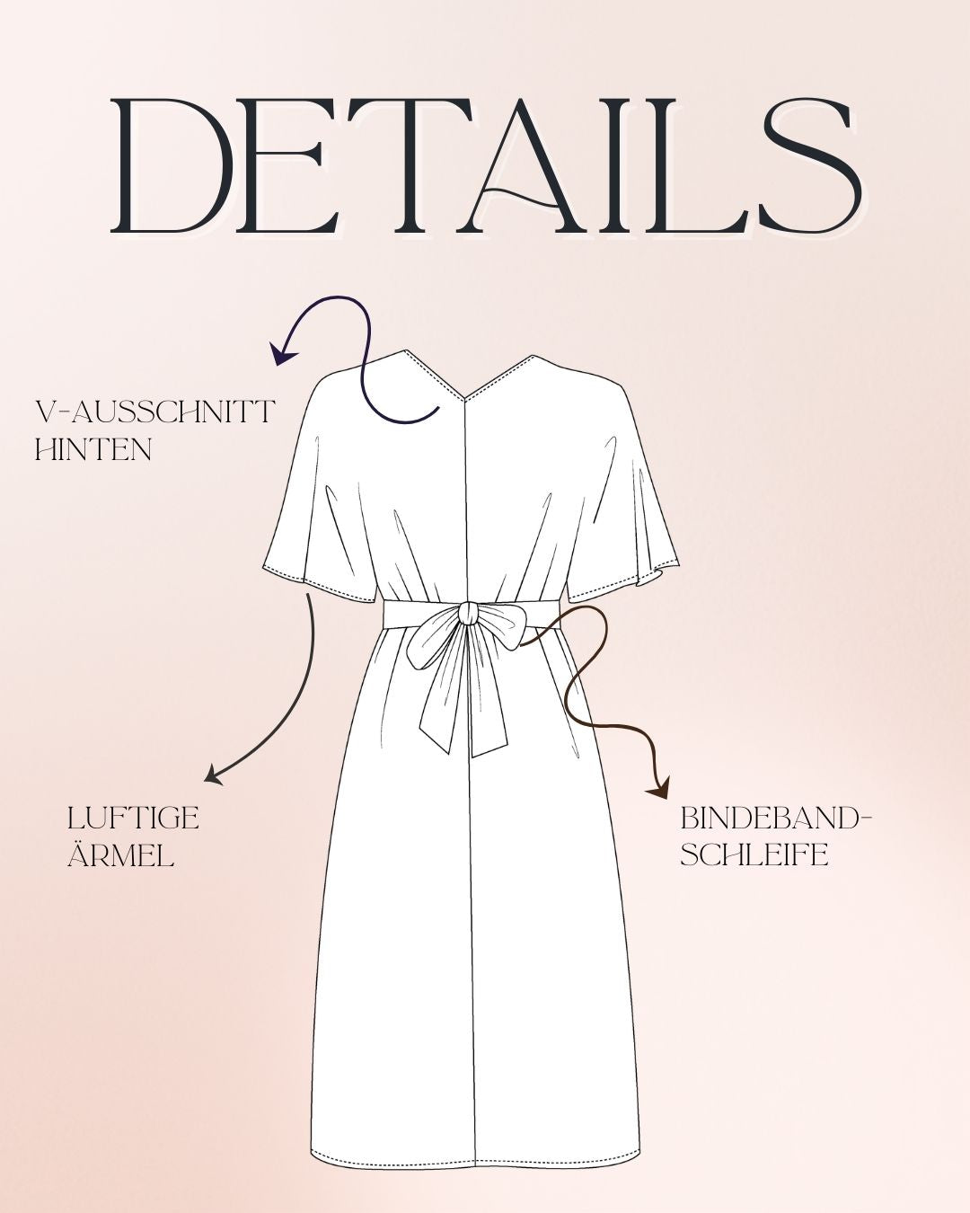 Nähanleitung HOLLY - Kleid im Kaftanlook mit Bindeband | Gr. 34-44 (PDF)