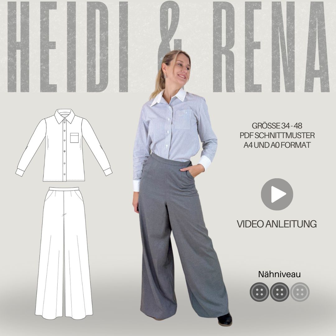 PDF-Schnittmuster Outfit-Bundle: Hemdbluse RENA & Palazzohose HEIDI (Gr. 34-48)