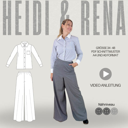 PDF-Schnittmuster Outfit-Bundle: Hemdbluse RENA & Palazzohose HEIDI (Gr. 34-48)