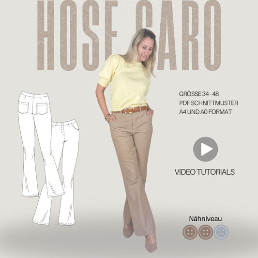 Schnittmuster CARO – Hose mit Taschen & Reißverschluss | Gr. 34–48 (PDF)