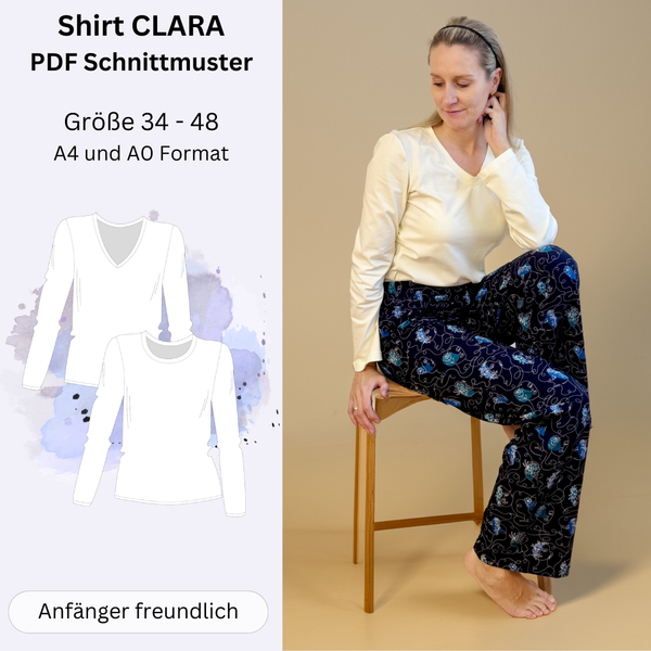 Schnittmuster Shirt CLARA | Gr. 34-48 (PDF)