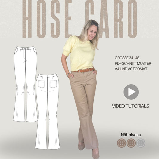 Schnittmuster CARO – Hose mit Taschen & Reißverschluss | Gr. 34–48 (PDF)