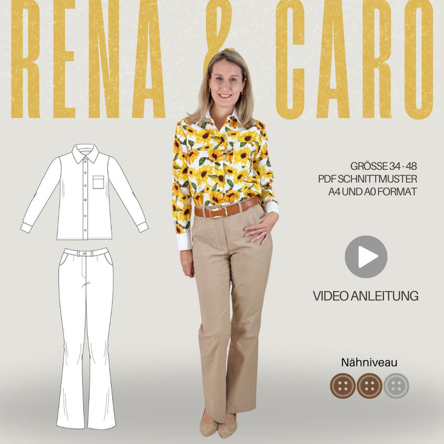 Schnittmuster Hemdbluse RENA & Hose CARO | Gr. 34-48 (PDF)
