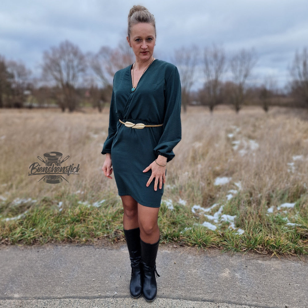 Schnittmuster Kleid ELISA - mit V-Ausschnitt, Wickeloptik und Ärmelvarianten | Gr. 34-48 (PDF)