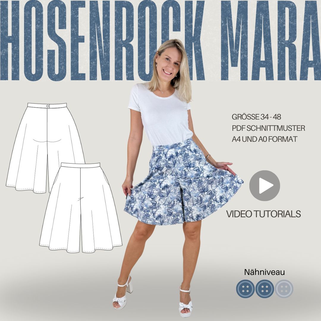Schnittmuster Hosenrock MARA - mit nahtverdecktem Reißverschluss | Gr. 34–48 (PDF)