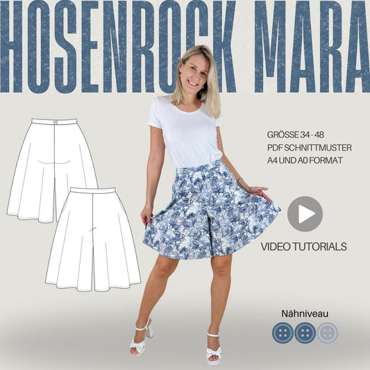 Schnittmuster Hosenrock MARA - mit nahtverdecktem Reißverschluss | Gr. 34–48 (PDF)