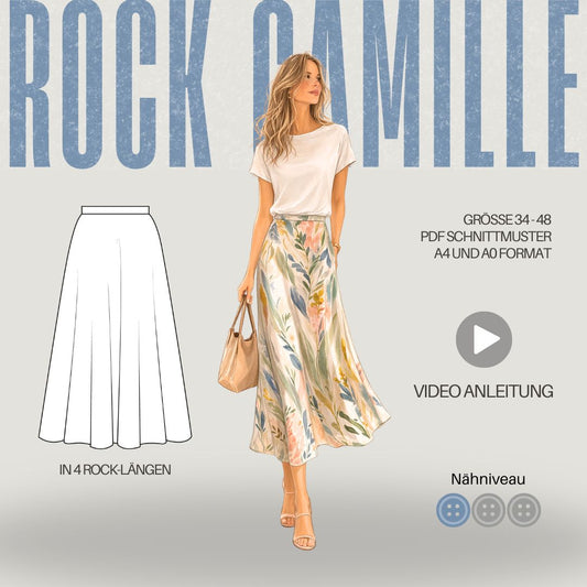 Schnittmuster Rock CAMILLE – Schwingender Rock in 4 Längen | Gr. 34–48 (PDF)