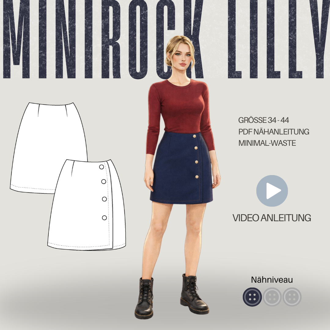 Schnittmuster Rock LILLY - Minirock mit Wickeloptik | Gr. 34-48 (PDF)