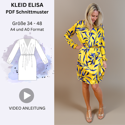 ELISA - Kleid mit Wickeloptik und Ärmelvarianten - Gr. 34-48