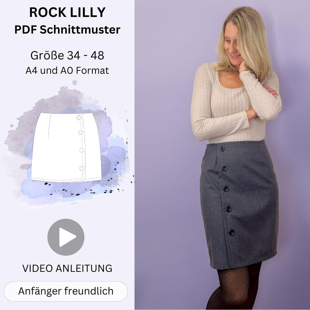 LILLY - Rock mit Wickeloptik - Minirock - Gr. 34-48